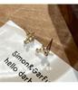Cui Yan S925 Sterling Silver Cross Stud Earrings with Rhinestones, Light Luxury Japanese-Korean Design, Versatile for Women.
