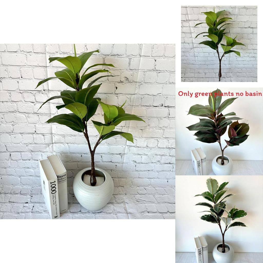 Potted Hevea Brasiliensis Artificial Tree With Realistic Leaves For Home Decor And Photography Props