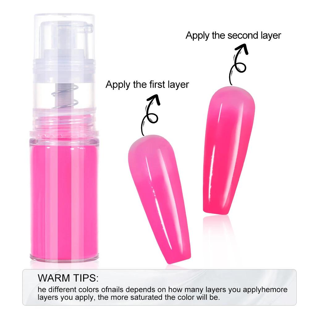 12 Colors Quick Ombre Spray Acrylic Powder for Nails Neon Gradient Pastel with Amazing Effect Professional Nail Dip Powder