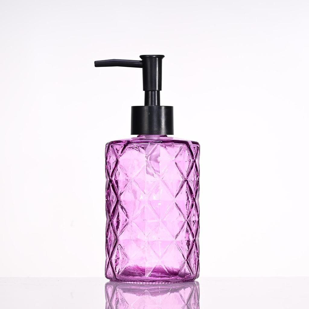 Rhombus Glass Soap, Shampoo & Lotion Dispenser Bottle - Press-Type Refillable
