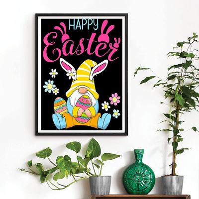 5D DIY Diamantmalerei Zwerg mit Hasenohren Kreuzstich-Set Voll Diamantstickerei Mosaikkunst Bild aus Strasssteinen Dekor Geschenk