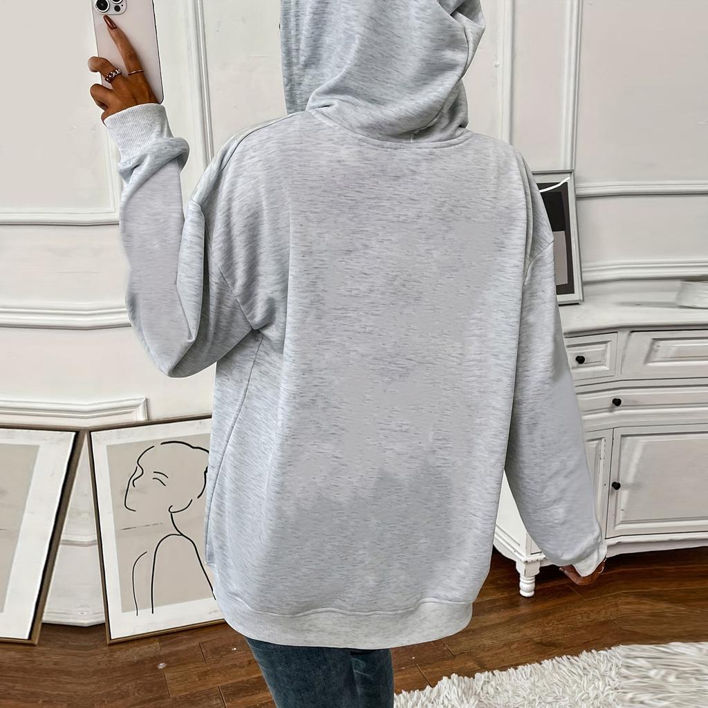 Women Hoodies Half Zip Up Long Sleeve Casual Pullover Tops Oversized Side Split Fall Hooded Sweatshirts