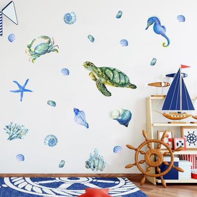 1/4 pezzi adesivo da parete mondo sottomarino tema erba marina bolla tartaruga cavalluccio marino PVC soggiorno camera da letto decorazione adesivo da parete forniture per la casa