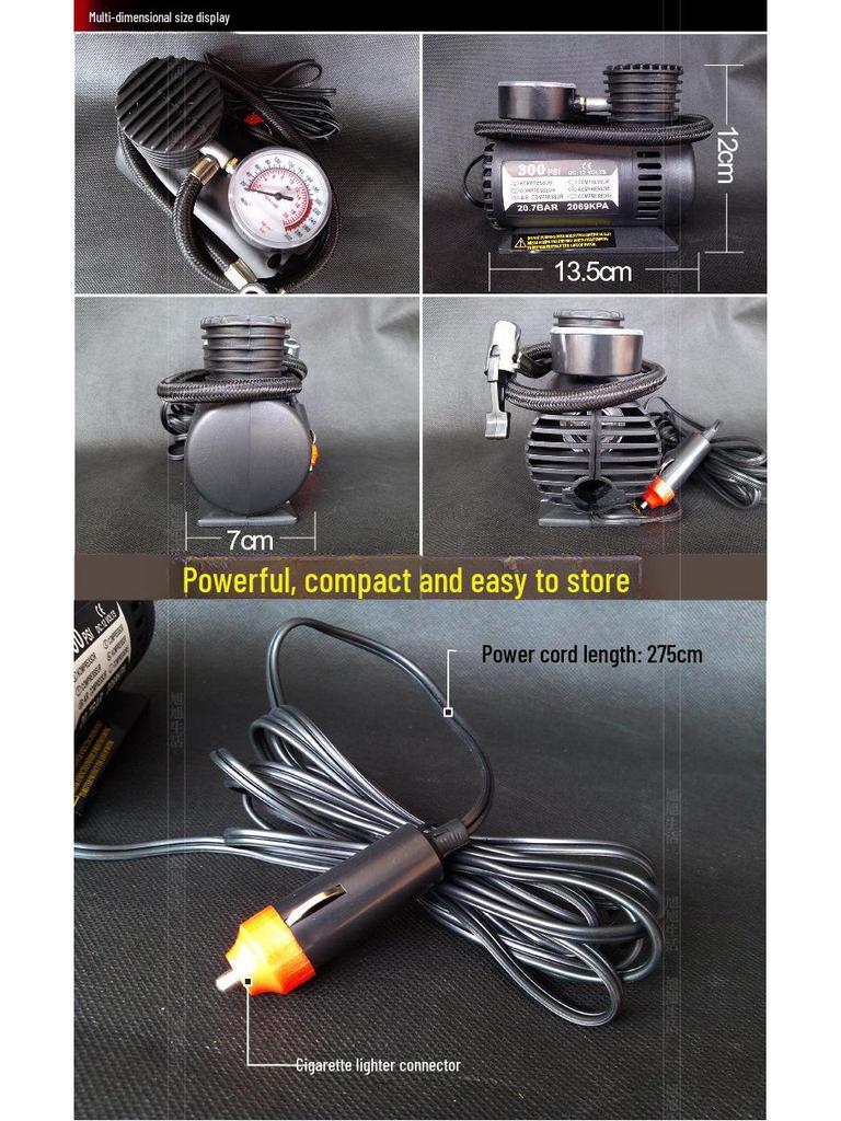 12V Mini Portable Electric Car Tire Air Pump