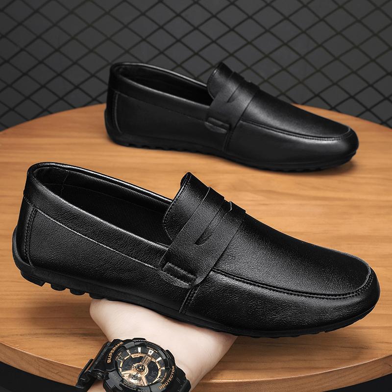 Fashion Leather Men's Shoes Summer New Driving Flat Casual Style Men's Shoes Trendy Fashion Outdoor Lazy Loafers Men's Shoes Dress Luxur