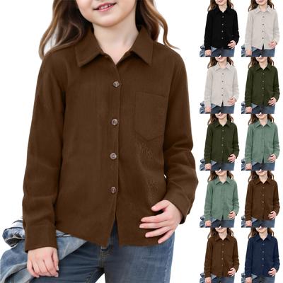Chemise Boutonnée pour Filles, Blouse à Manches Longues