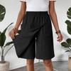 Women's Fashion Pants And Skirts Solid Color Elastic Waist Pocket Casual Shorts