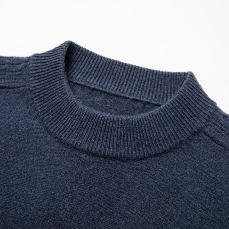 Wollpullover für Herren, Winter, neue Wolle, Rundhalsausschnitt, gestrickt, Hemd mit Boden, warmer Pullover für Herren