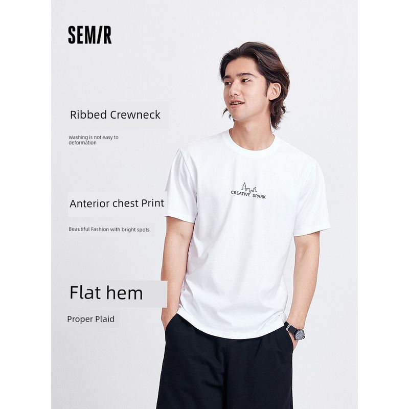 

Mori Cotton | Senma Short-Sleeved T-shirt Men s Urban Work Clothing Casual Cotton Top Summer Fashion Print Knitting Clothes