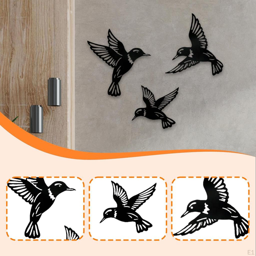 3x Metal Hummingbird Wall Decor Lightweight Crafts Modern Home Hanging Ornaments for Bedroom
