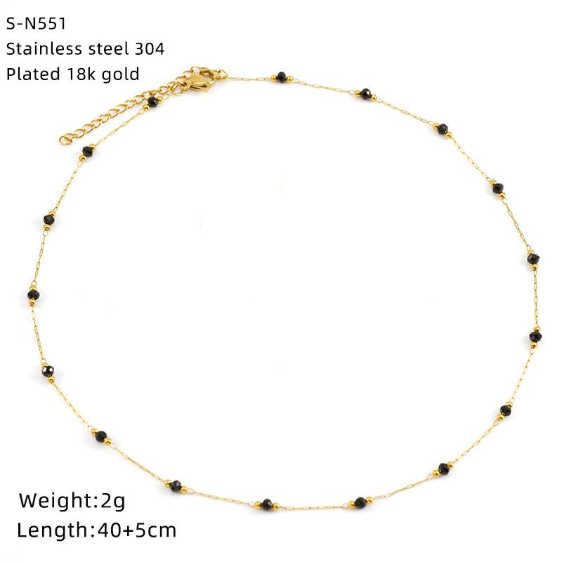 Halskette aus Edelstahl mit glasierten Perlen und Kristallen, süße türkisfarbene Natursteinkette, Persönlichkeit, hochwertige Schlüsselbeinkette