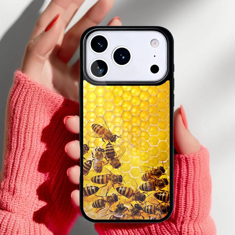Bumble Bee Honeycomb Honey Phone Case for iPhone 17 16 15 14 13 Pro Max Back Cover for 12 11 Pro Coque