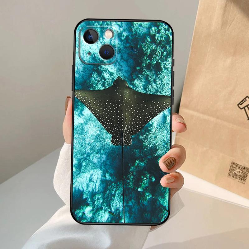 Animal Manta Ray Phone Case For iPhone 17 Air 16 14 13 12 11 15 Pro Max 13 12 Mini 15 16 Plus 16e Cover Coque