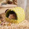 Breathable Hamster Sleeping House Quilted Bed Cartoon Print Cozy Hideout Winter Cave Bed Small Animal Cage Accessories for Chinchilla Gerbil