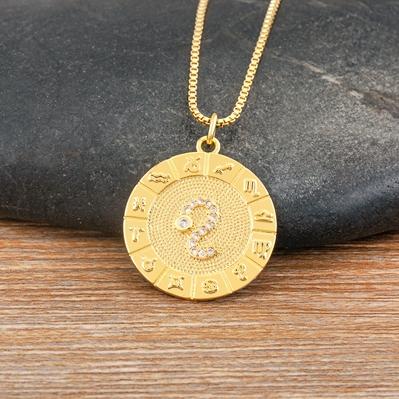Nidin New Hot Sale 12 Constellation Drop Pendant Necklace Gold Plated Jewelry Collar Clavicle Choker Birthday Gift for Women Men