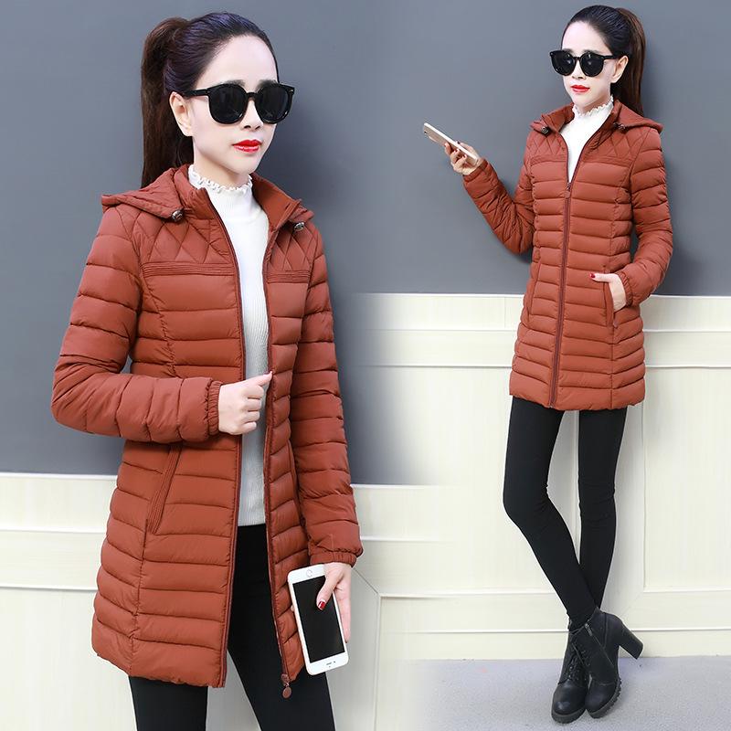 Winter Damen Mode lässig wilde lange einfarbige Mäntel verdicken warme Daunen-Baumwolljacken