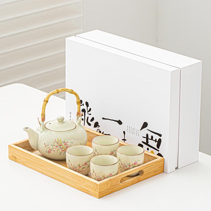 Чайный набор Lainuo Ru Kiln с бамбуковой ручкой