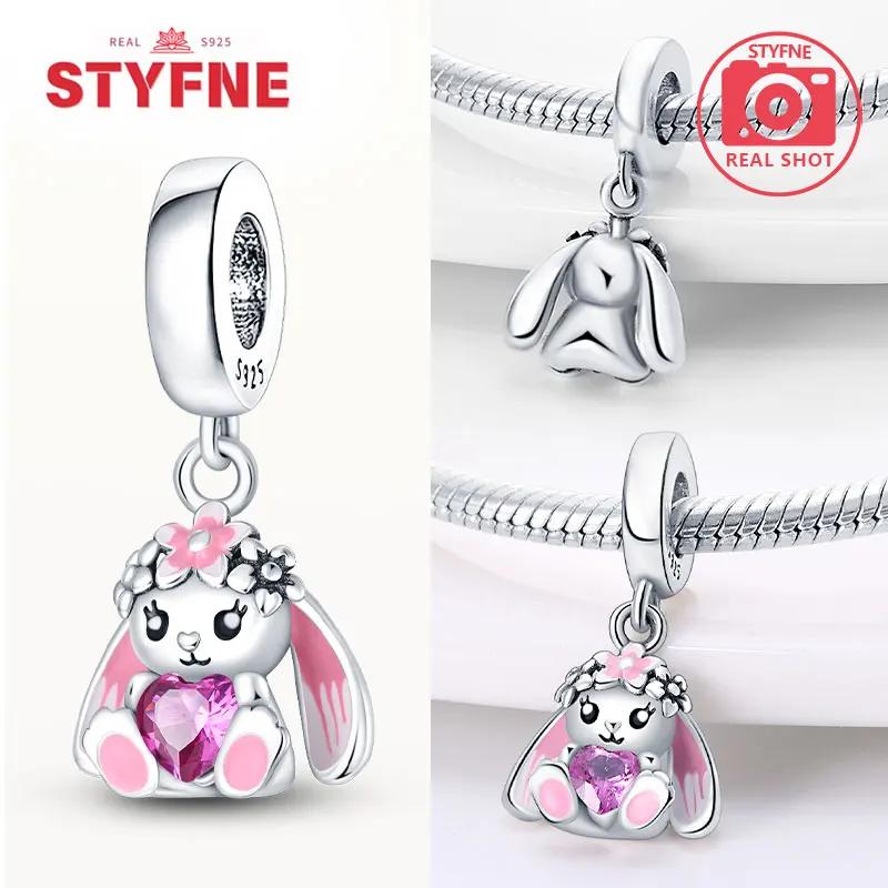 Copperpink Heart Series Cute Animals Bear Rabbit Charms Love Beads Fit Original Bracelet For Women Fine Jewelry Diy Gifts