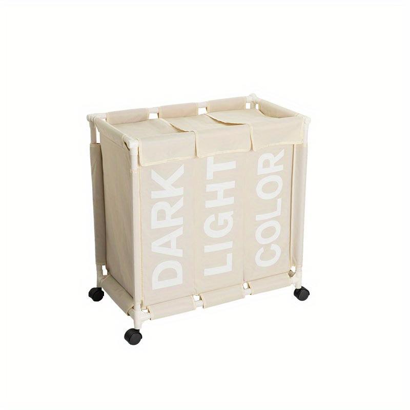

1 шт. корзина для белья на колесах, органайзер для корзины для белья, большая корзина для белья с 3 отделениями, водонепроницаемая сумка для белья для хранения грязной одежды
