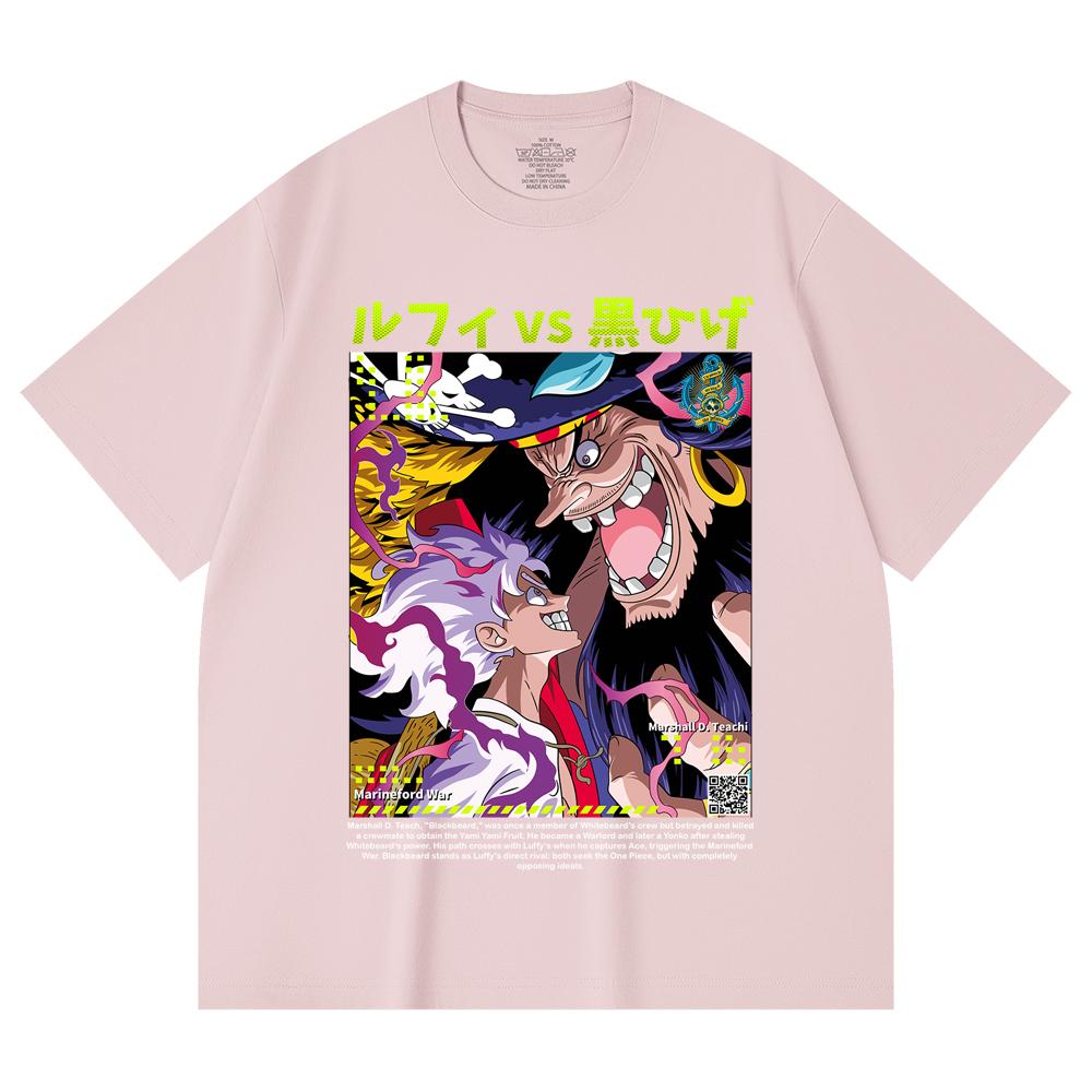 230 Gsm 100% Cotton One Piece V51 Luffy Blackbeard Print Unisex Heavy Cotton T Shirt