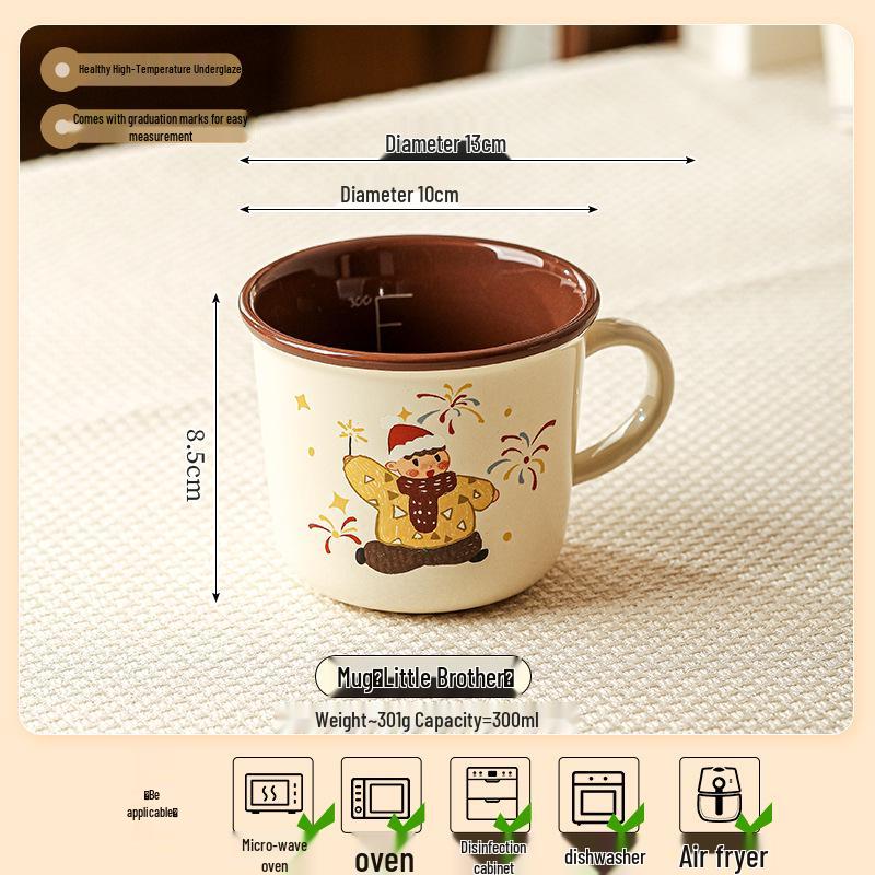 Retro Ceramic Cartoon Milk Cup - Family & Kids Breakfast Mug