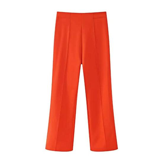 Women Pants High Waist Slim Fit Straight Leg Casual Trousers Solid Color Design Office Lady Long Pants Daily Wear