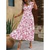 Yahua Women's Bohemian V-Neck Floral Dress - Elegant Summer Waist-Cinching Commuter Style 2026