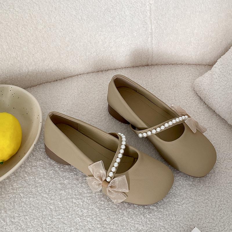 

Модные жемчужные ретро белые французские туфли-лодочки на толстом каблуке женские летние 2025 новые с юбкой туфли Мэри Джейн 40 хаки