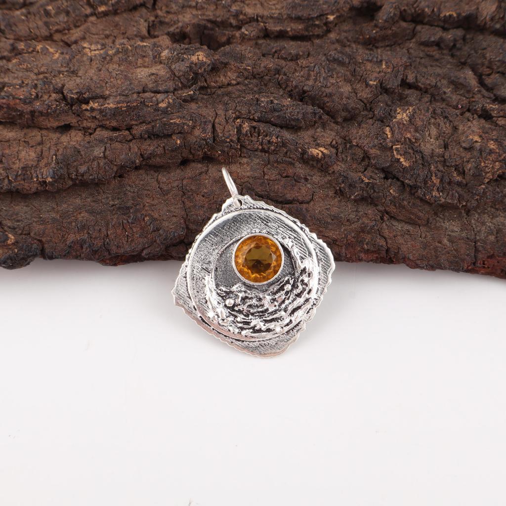 Citrínový přívěsek, šperky z masivního stříbra 925, ručně vyráběný přívěsek, na díkůvzdání