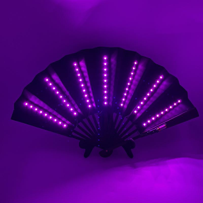 Rose Lace Edge LED Folding Fan - Wedding Gift & Dance Prop