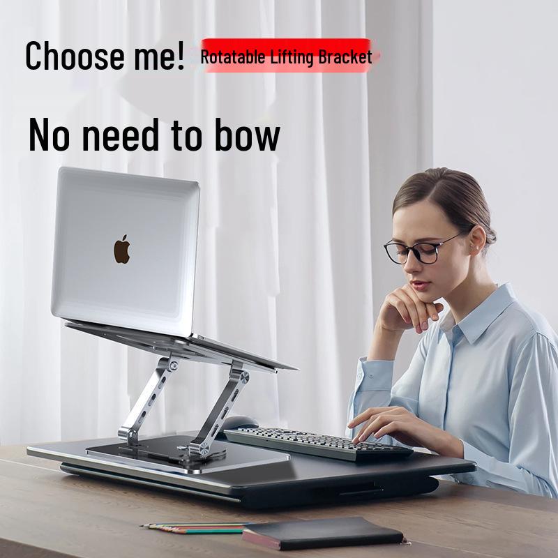 360° Rotating Laptop Stand with Adjustable Height and Cooling Base