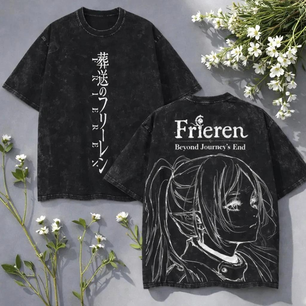 

Vintage Anime Frieren Graphic Washed T Shirt Spring Summer Men s Women Cotton Casual Oversized Tee Top Streetwear Harajuku XXXL