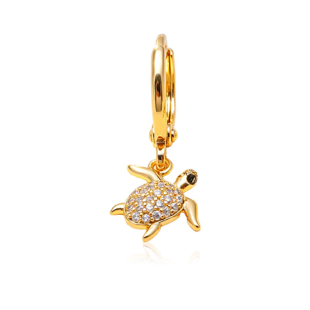 18K Gold-Plated Diamond Turtle Earrings for Women - Copper, Stylish, Non-Fading