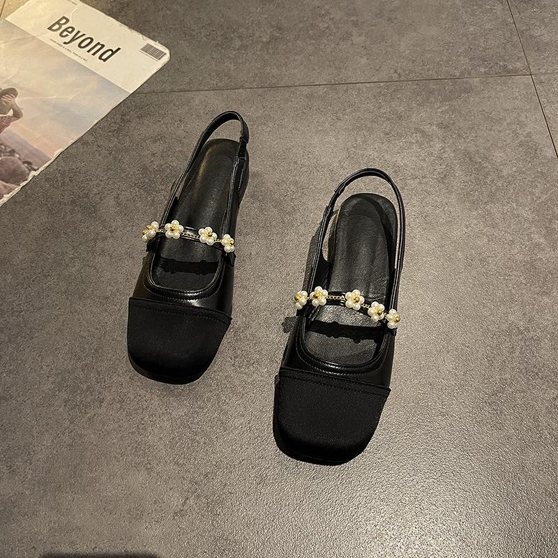 

Фан Цзея 2025 лето французские сандалии на плоской подошве маленький ароматный стиль новая сумка голова твид с мелким вырезом туфли на плоской подошве женские для работы 35 чёрный