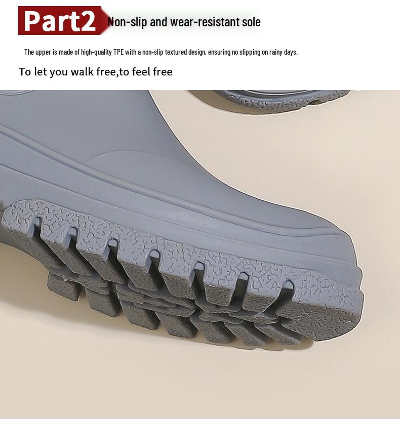 Women's Mid-Calf Waterproof Fashion Rain Boots - Korean & British Style, Non-Slip, Wear-Resistant Rubber Shoes for Daily Wear.