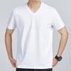 Men Tops Pure Color V-Neck Short Sleeve Tee Shirt Loose Fit Thin Breathable