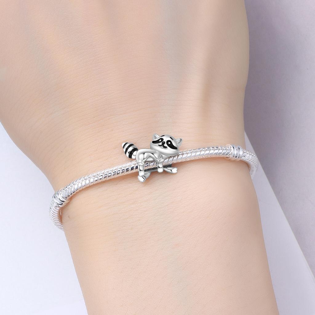 Copper Cute Raccoon Animal Beads Original Pendants Bracelet Charm Jewelry Party Diy Trendy Gifts