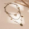 Diamond imitation pearl bow love multi-layer collarbone necklace temperament necklace