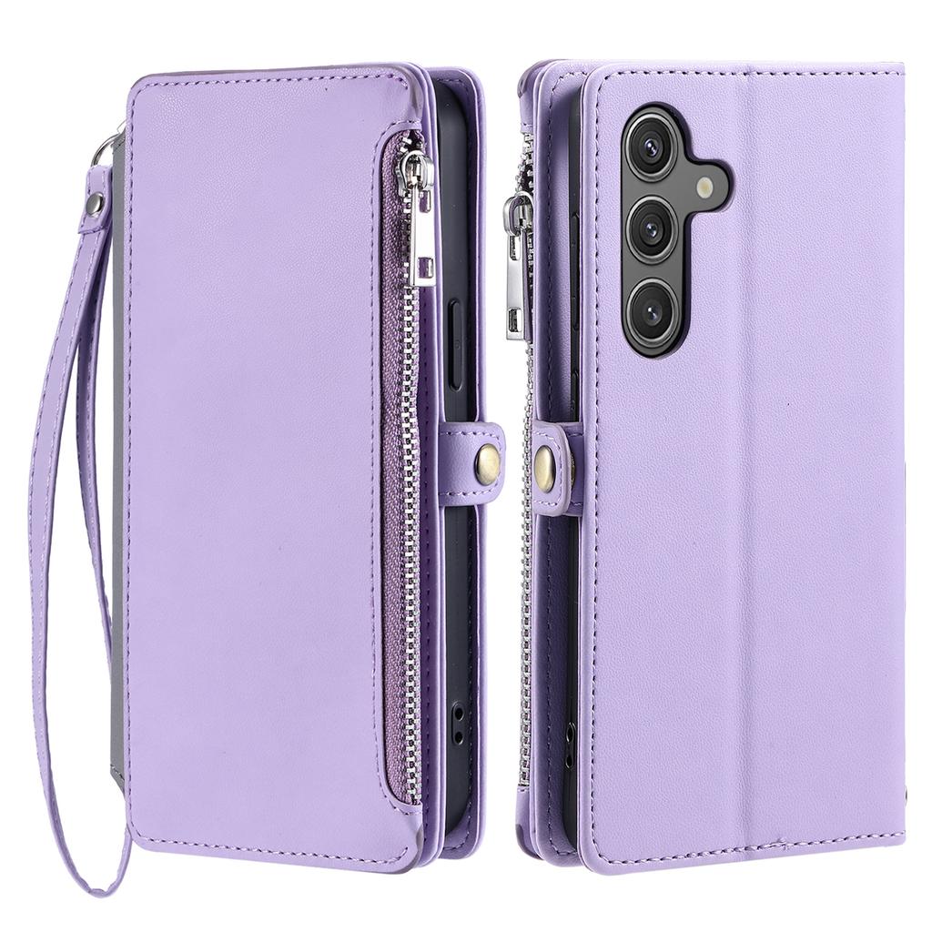 For Samsung Galaxy S25 FE Case TPU+PU Leather Wallet Phone Cover with Wrist Strap