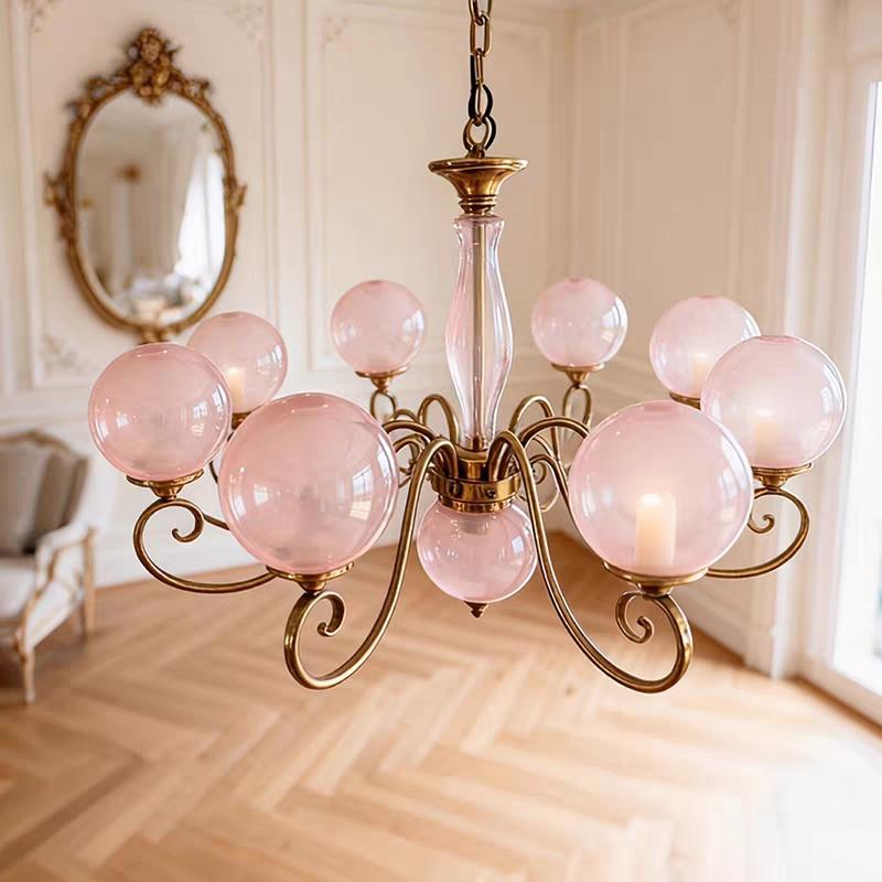 MZISOSOD French Vintage Wrought Iron Glass Chandelier for Living Room Dining Room Bedroom Lighting Fixtures Mid Century