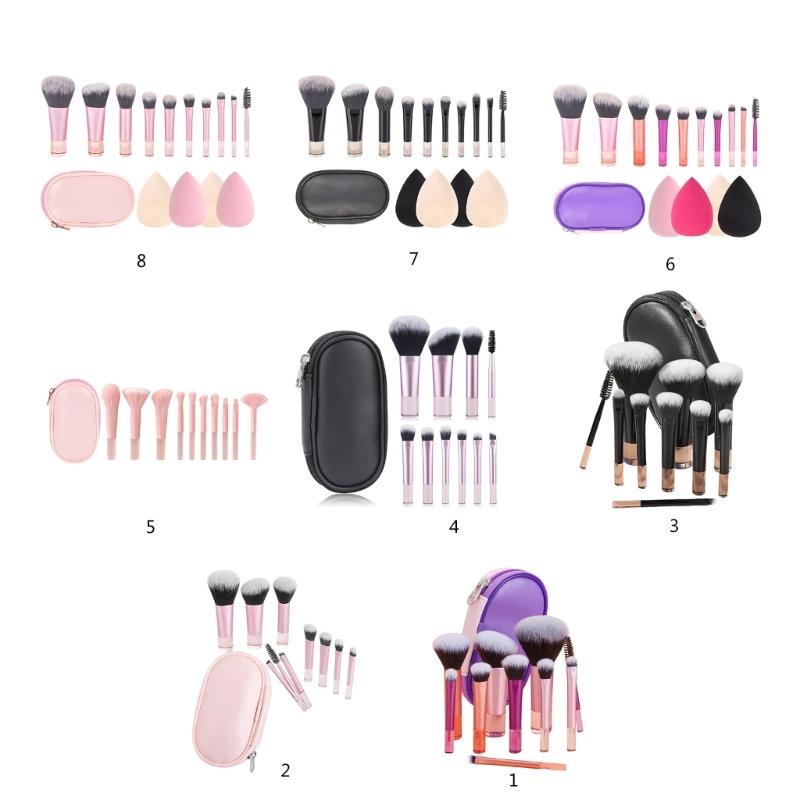 ELegant Makeup Brush Set 10pcs Professional Cosmetic Tools Multifunctional With Carrying Pouch For Beauty Enthusiasts