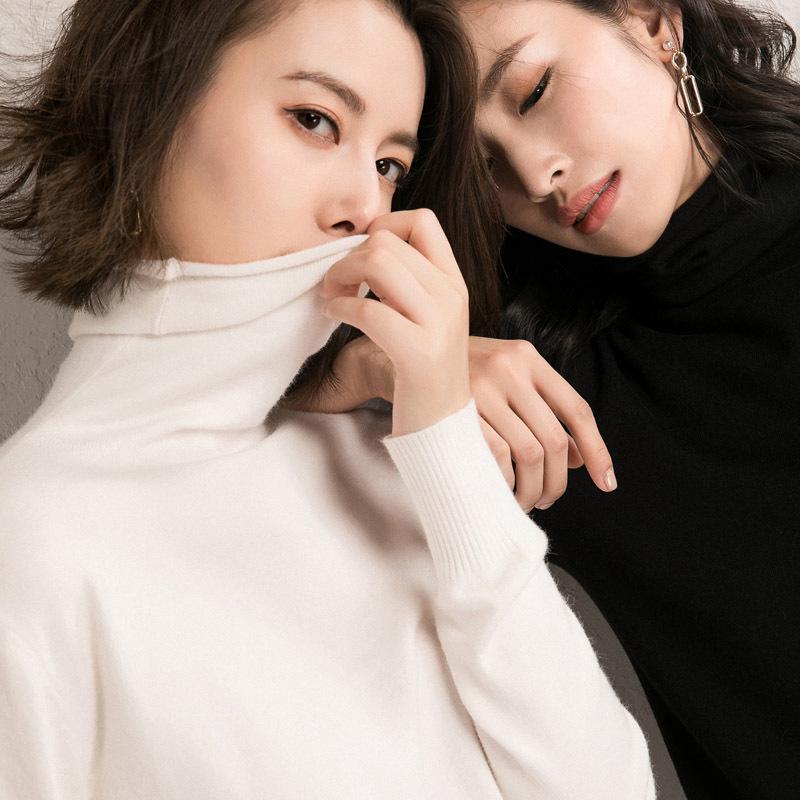 Wool Blend Women's High Neck Turtleneck Knit - 2025 Autumn/Winter Korean Style Slim Fit