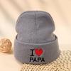 Children'S Hat Autumn And Winter Warm Letter Embroidery Couple Pullover Wool Hat