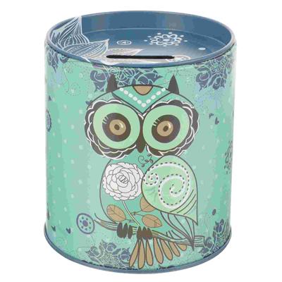 Owl Piggy Bank Kids Coin Jar Large Capacity Metal Small for Aldult Round Banks Children Adults Boys Tinplate Savings