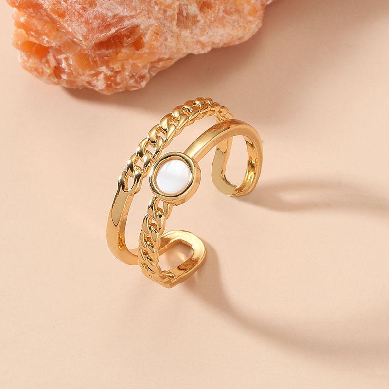 

Кольцо GemChic женское модное креативное ретро двойное геометрическое отверстие регулируемое кольцо на указательный палец холодное кольцо на день рождения рождественское ювелирное украшение подарок золотой