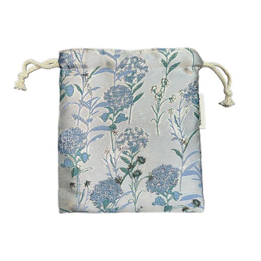Portable Polyester Drawstring Bags Flower Large Capacity Cosmetic Bag Drawstring Packaging Coin Purse Jewelry Organization