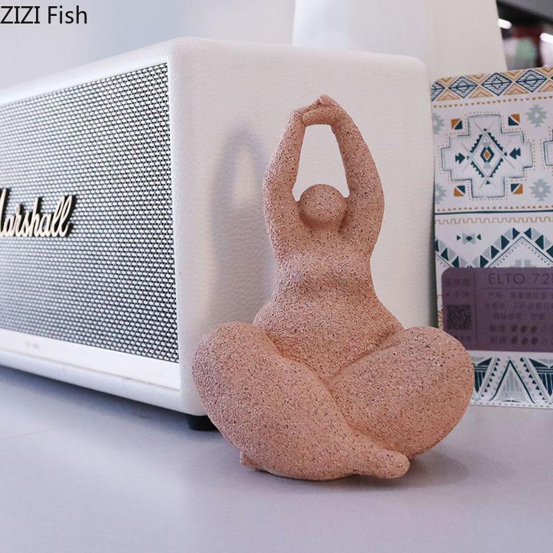 Fette Mädchen Yoga Figuren Statue Schreibtisch Dekoration Ornamente Fette Frau Tänzerin Abstrakte Figur Harz Skulptur Raum Ästhetische Deko