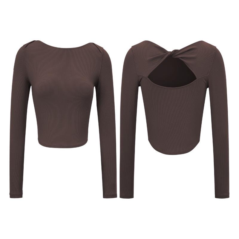 

Women s Hollowed-Back Long-Sleeve Yoga & Fitness Top XL