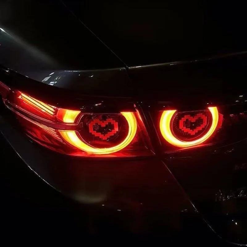 6PCS Mosaic Heart-shaped Pixel Heart-shaped Car Window Decoration, Waterproof Headlight and Taillight Decoration Stickers