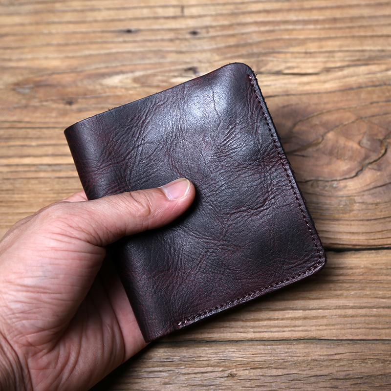 

NZPJ Men s Leather Wallet Retro Top Layer Cowhide Wallet Vertical Document Clip Short Youth Women s Ultra-thin Coin Purse Bag